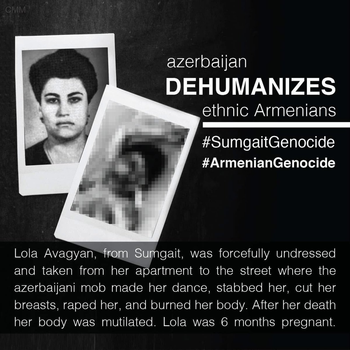 Maro Kochinyan (@marokochinyan) on Twitter photo 1988: The streets of #Sumgait ran red with the blood of Armenians. Azeri mobs, fueled by state-sponsored #Armenophobia, carried out unspeakable atrocities murder, torture, rape & destruction while authorities stood by. This was genocide. A crime still unpunished. #SumgaitGenocide 1988: The streets of #Sumgait ran red with the blood of Armenians. Azeri mobs, fueled by state-sponsored #Armenophobia, carried out unspeakable atrocities murder, torture, rape & destruction while authorities stood by. This was genocide. A crime still unpunished. #SumgaitGenocide