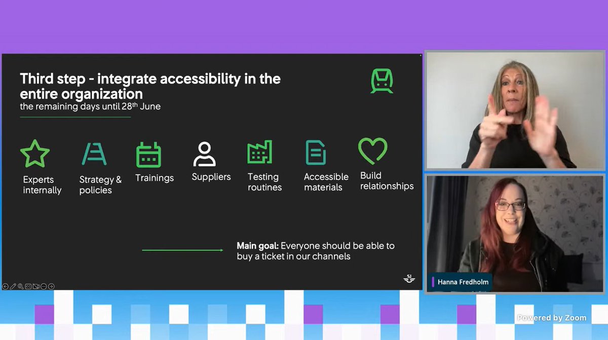 dequesystems's tweet image. &quot;Accessibility is a shared responsibility, for the entire organization.&quot;- Hanna Fredholm, Accessibility Manager, Swedish State Railways (SJ) deque.com/axe-con/sessio… #axecon