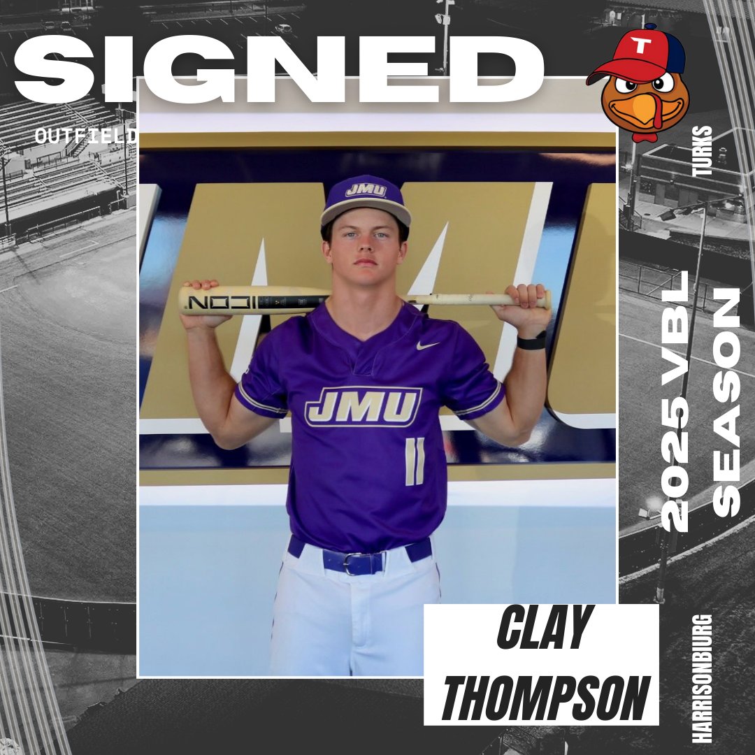 Harrisonburg Turks (@hbgturksvbl) on Twitter photo The 2025 <a href="/HbgTurksVBL/">Harrisonburg Turks</a> would like to welcome 6'1 205lbs outfielder <a href="/ClayThomp7/">Clay Thompson</a>. Thompson is a junior at <a href="/phscbaseball/">PHSC Baseball</a> and is from Tampa, FL. Thompson has committed to <a href="/JMUBaseball/">JMU Baseball</a> for his 2025-2026 season. The 2025 <a href="/HbgTurksVBL/">Harrisonburg Turks</a> would like to welcome 6'1 205lbs outfielder <a href="/ClayThomp7/">Clay Thompson</a>. Thompson is a junior at <a href="/phscbaseball/">PHSC Baseball</a> and is from Tampa, FL. Thompson has committed to <a href="/JMUBaseball/">JMU Baseball</a> for his 2025-2026 season.
