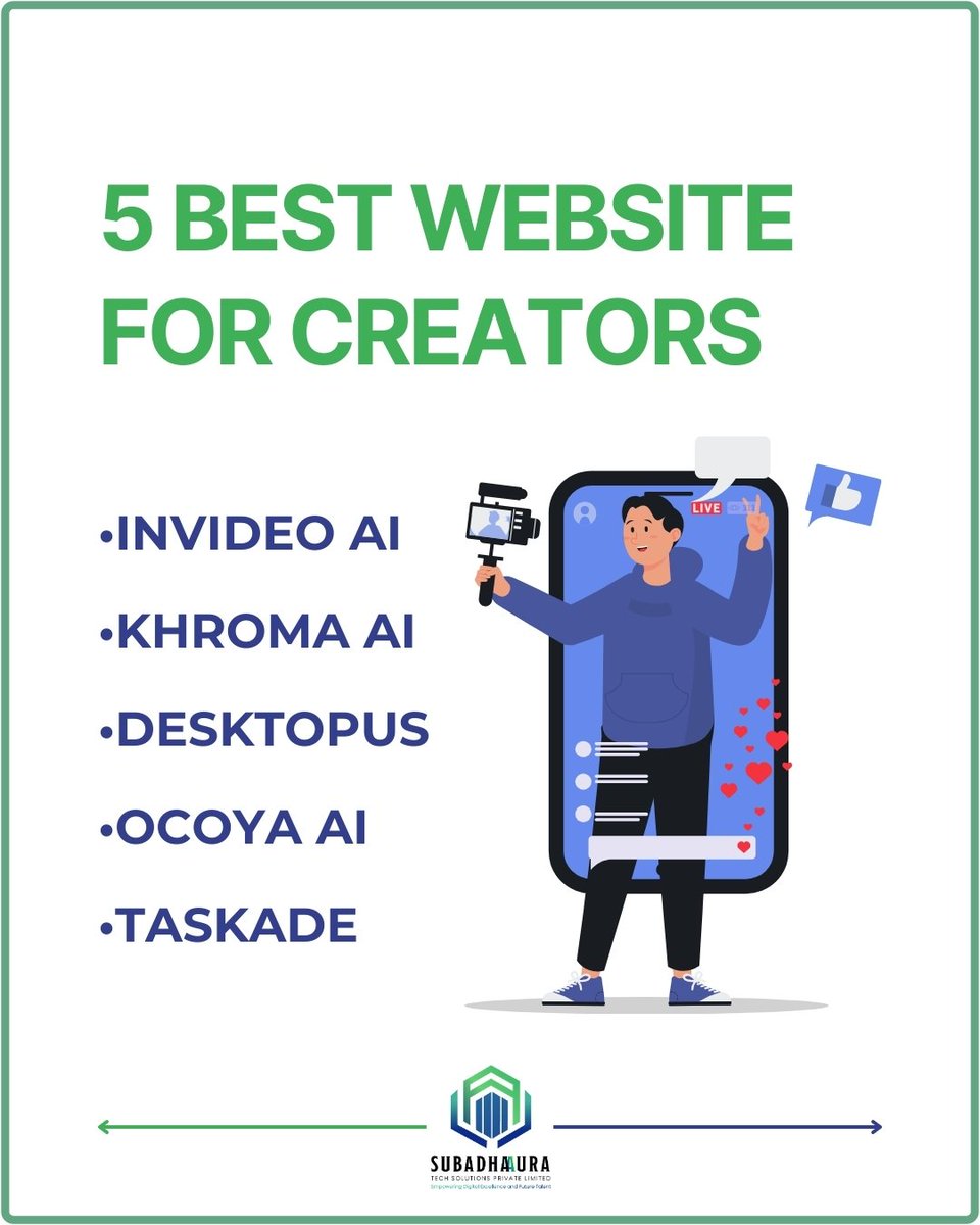 Subadhadev's tweet image. 🌟 These are some of the best websites for Creators. Check them out!
💻 #ContentCreation #GraphicDesign #DesignTools #FreelancingTips #PersonalBranding #CreativeProcess #DesignCommunity #DesignInspiration #WebDesign #DesignResources #CanvaDesign #InstagramTips #GraphicDesigner