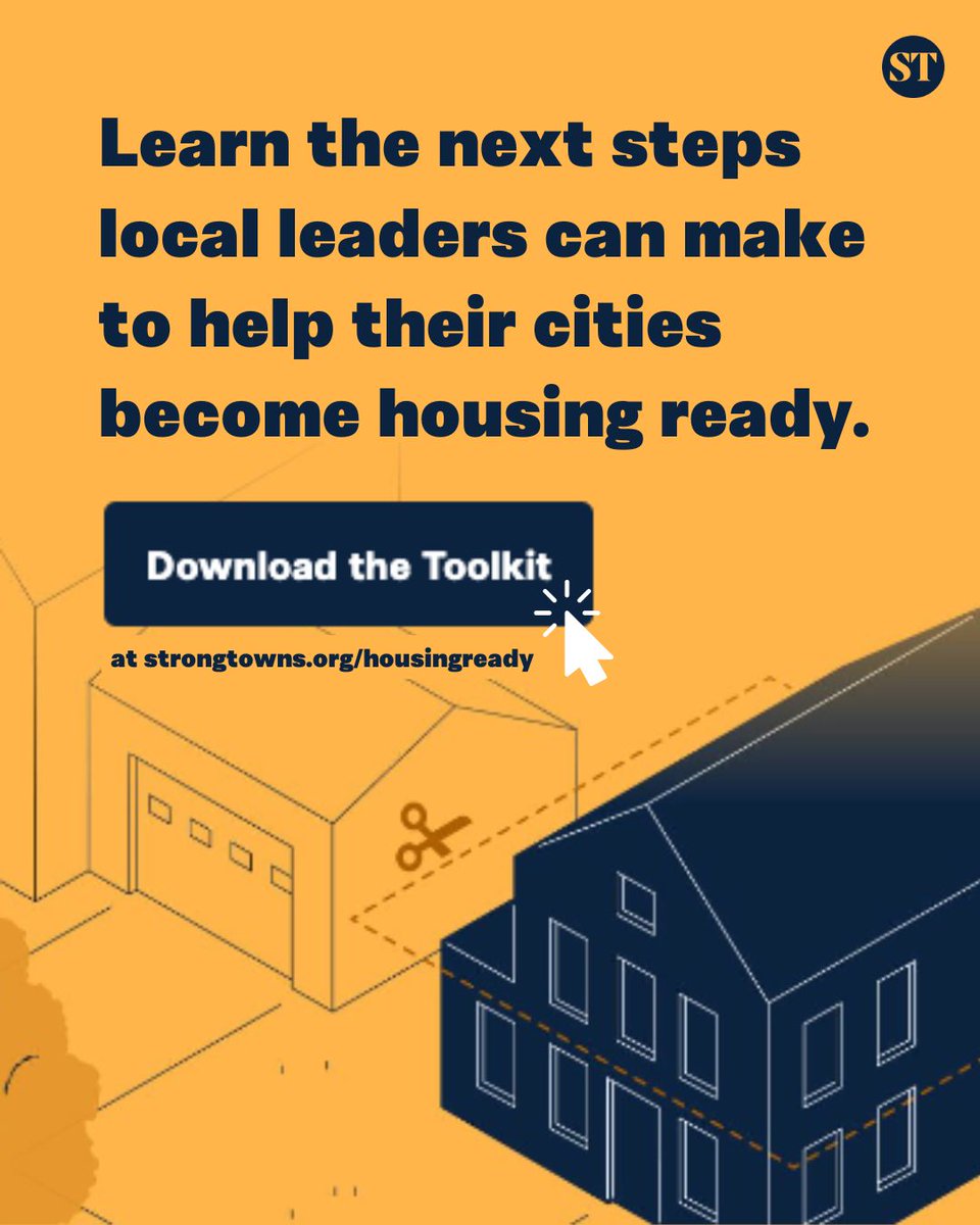StrongTowns's tweet photo. Enter “The Housing-Ready City: A Toolkit for Local Code Reform.” Designed to help cities take that first critical step, the goal here is simple: get more housing built. 

Download it now: https://t.co/vXBghmVSBq https://t.co/IVZt7Efsu4