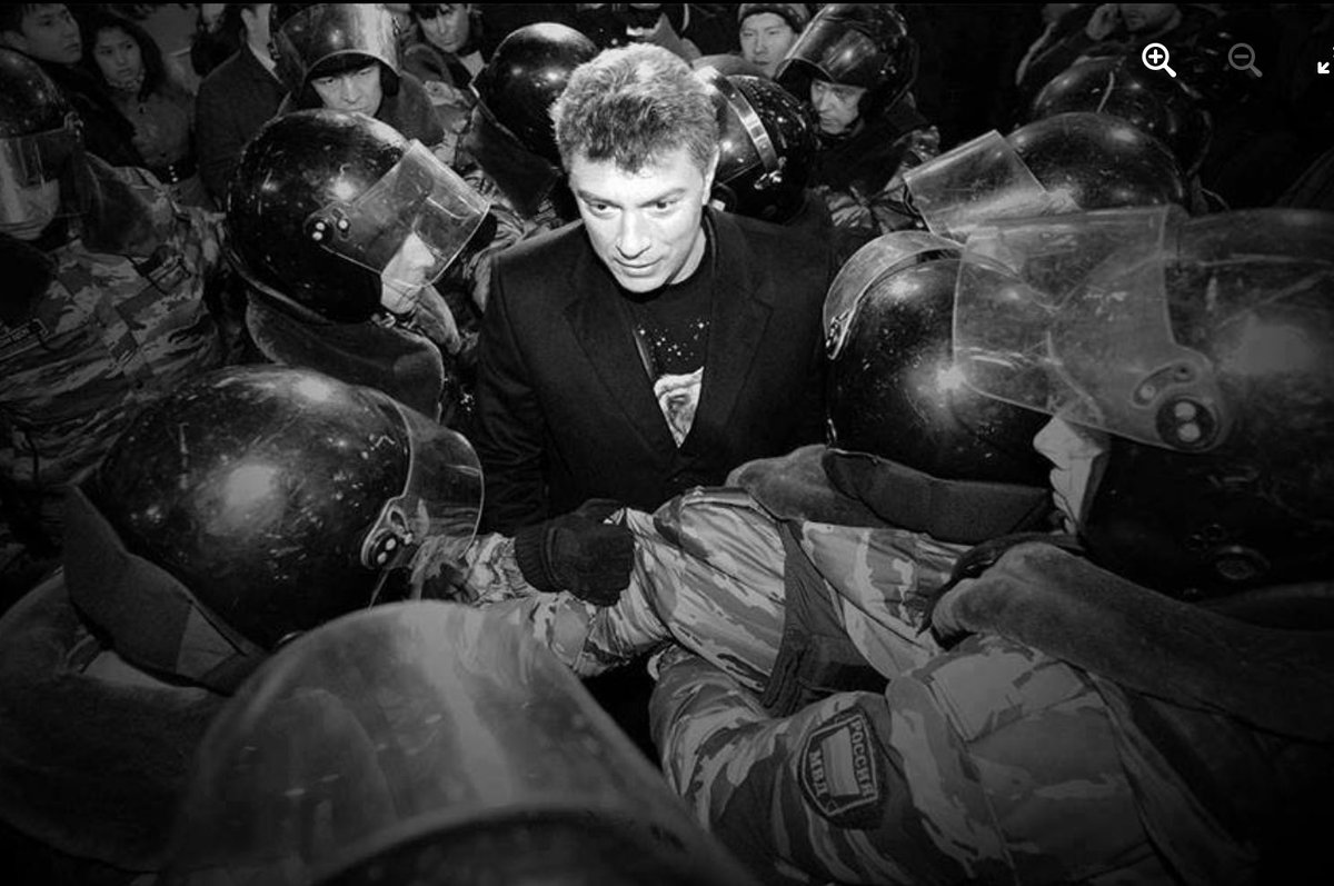 Ten years without my friend Boris Nemtsov, here towering over riot police as a symbol of the way he towered morally over Putin's mafia regime. He was the best of us, a man without fear, and like many others he inspired, I selfishly wish he had been just a little more afraid.