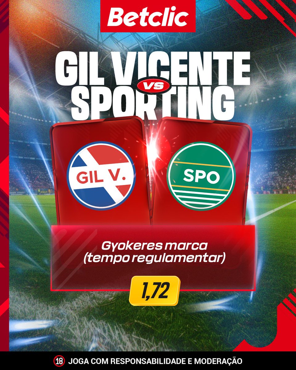 ⚽🔥 Gyokeres marca em Barcelos? Se acontecer sorteamos umas Freebets para 10 pessoas.

- RT + Like
- Comenta Username Betclic

1 comentário por pessoa.
Passatempo termina às 20:45.