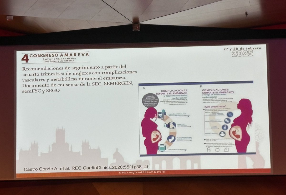 Satisfacción al ver que nuestro documento “recomendaciones en el 4T”es referente en esta mesa de riesgo vascular en el #4T en  #AMAREVA25
<a href="/secardiologia/">Soc Esp Cardiología</a> <a href="/SociedadSEGO/">Sociedad Española de Ginecología y Obstetricia</a> <a href="/SEMERGENap/">SEMERGEN | Médicos de AP #SEMERGEN25</a> <a href="/semfyc/">semFYC</a>