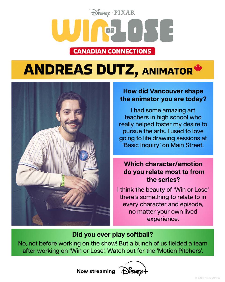 Meet Andreas Dutz, an incredible Canadian Animator who helped bring #WinOrLose to life! 🇨🇦

Stream #WinOrLose, a Pixar Original series, now on #DisneyPlusCA.