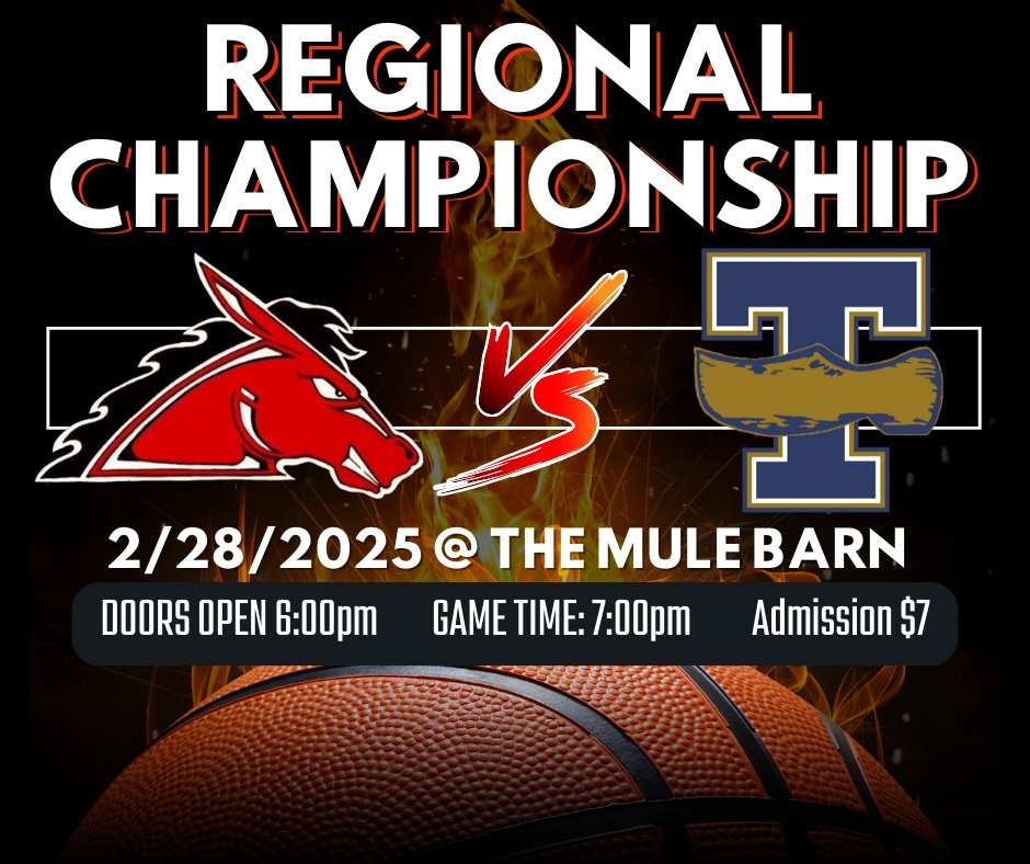 Friday night will be a big one in The Mule Barn! Let's pack the stands for the 🏆REGIONAL CHAMPIONSHIP🏆! Fairfield Mules take on the Teutopolis Wooden Shoes at 7pm. Doors open at 6pm. Admission is $7 per IHSA.