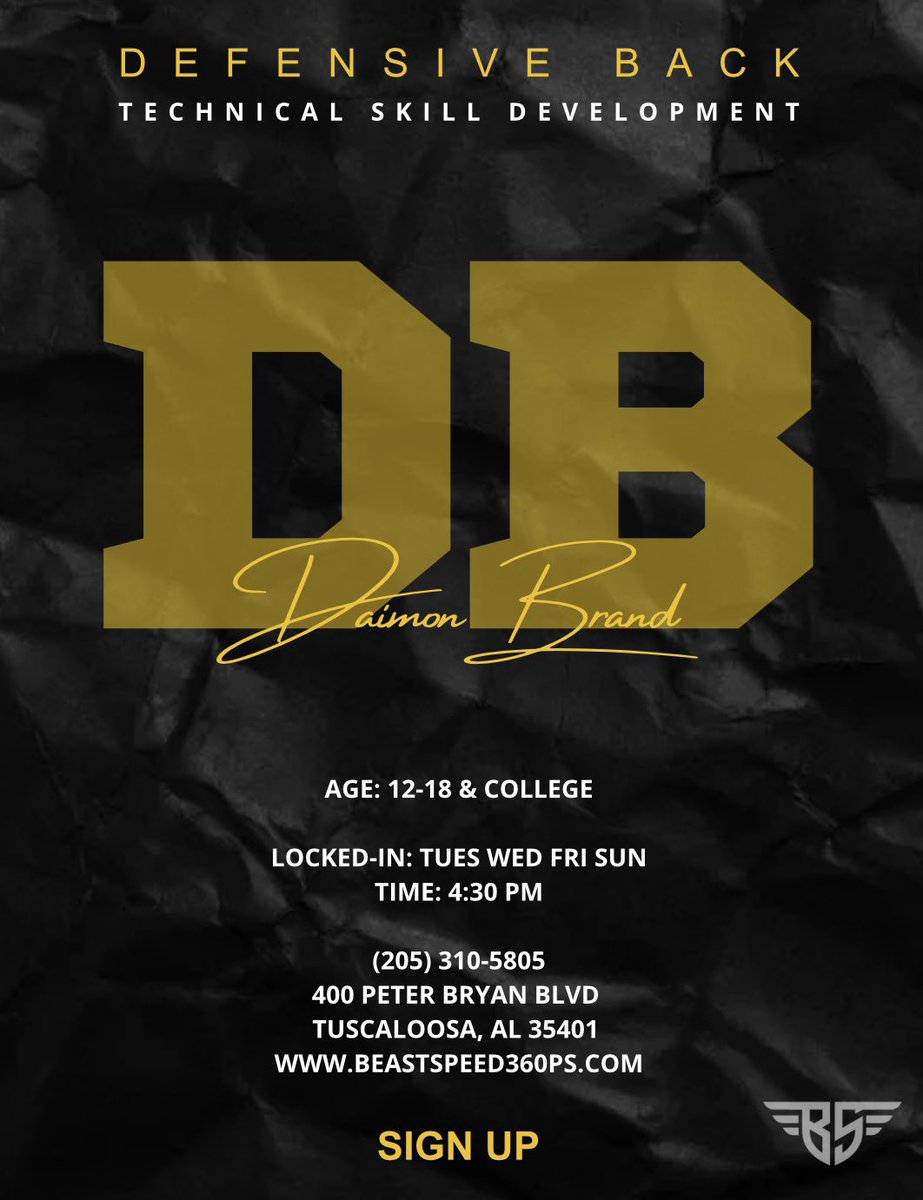 beast__speed's tweet image. Daimon Brand - DB Skill Coach at Beast Speed. Contact 205-301-5805 Website beastspeed360ps.com #db #dbworkout #footballskills #speed #agility