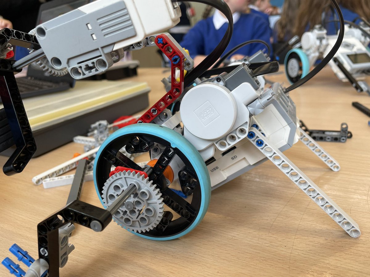 Robotic building and programming of fighting robots in upper key stage two today!