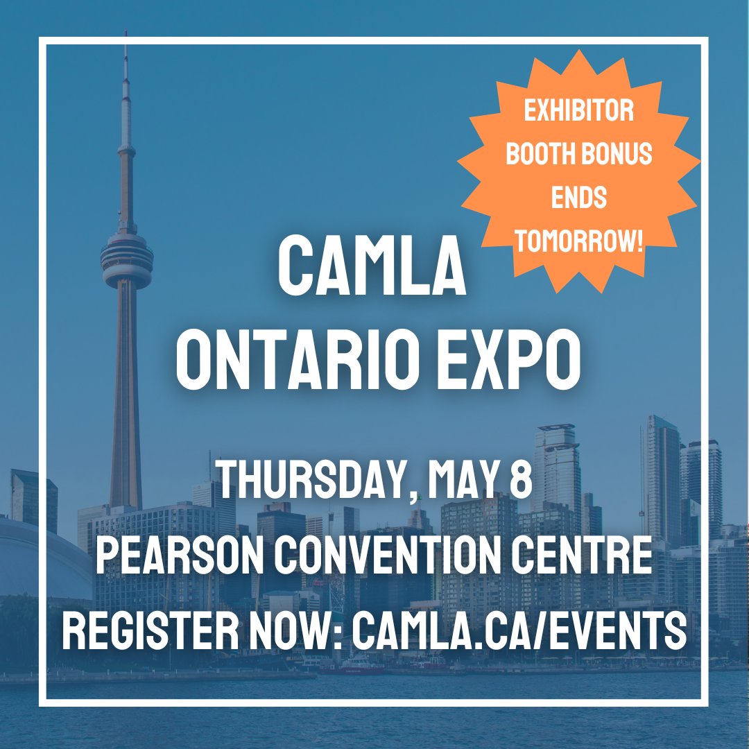 Book your booth by tomorrow so you don’t miss out on 2 free passes to share with your mortgage broker/agent partners!

Priority given to CAMLA members booking booths by Feb 28. Booth sales will then open up. Book your booth here: camla.ca/ontario-expo-2…

#camlaONexpo2025 #CAMLA