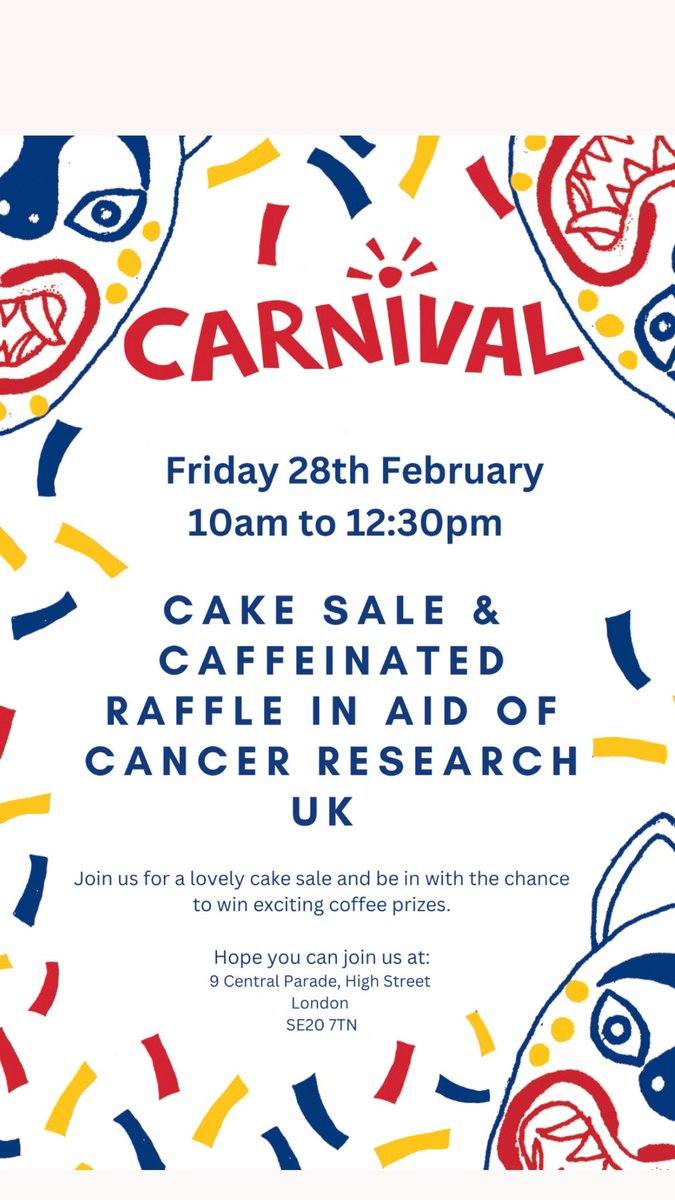 Carnivalcoffeeroasters (@carnivalcoffee1) on Twitter photo Do join us for a little fundraiser in aid of <a href="/CR_UK/">Cancer Research UK</a> tasty treats and the chance to win free coffee for a year 🙌☕️ Do join us for a little fundraiser in aid of <a href="/CR_UK/">Cancer Research UK</a> tasty treats and the chance to win free coffee for a year 🙌☕️