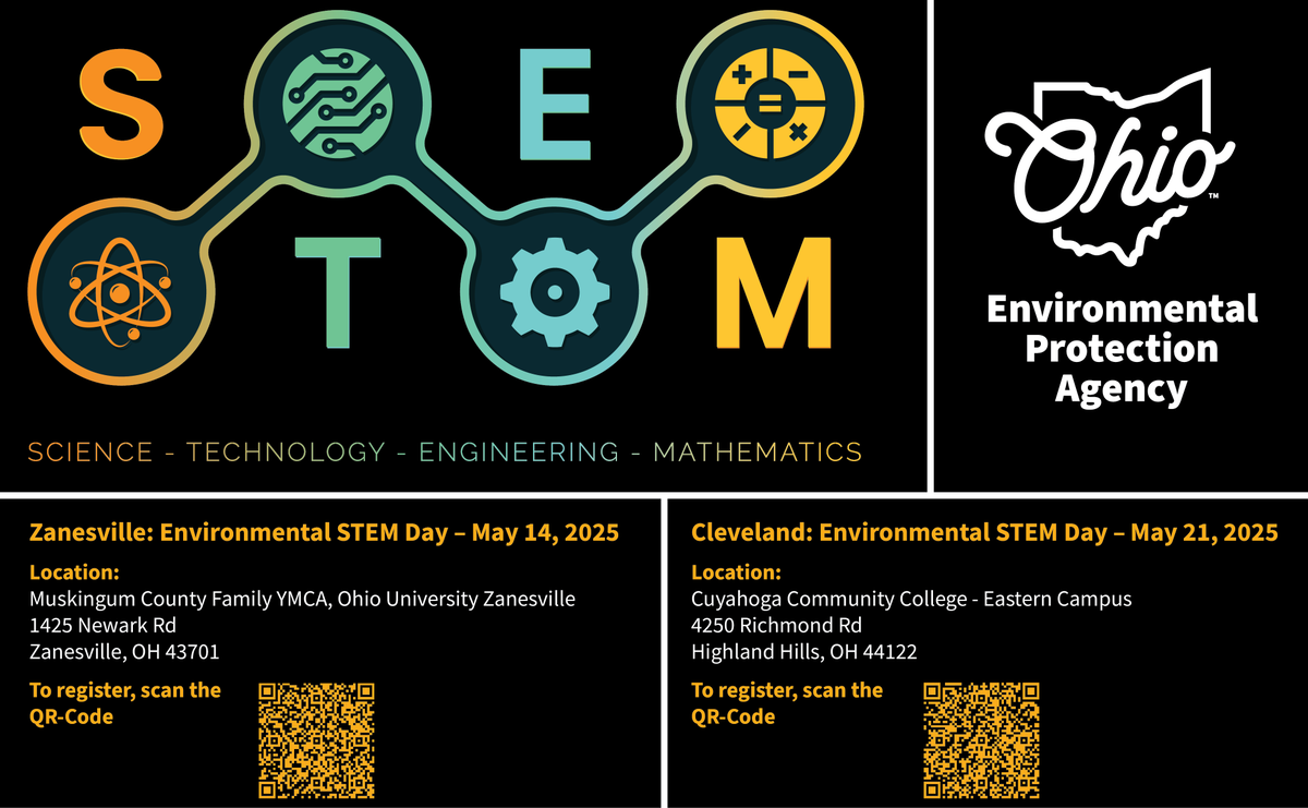 OhioEPA's tweet photo. #STEMDays are coming your way!

#OhioEPA is hosting two #free #environmental #STEM days this spring for high school students to explore environmental science, engage in hands-on activities, and connect with industry professionals! 

Mark your calendars and register, now! https://t.co/nsWU4nSTdy