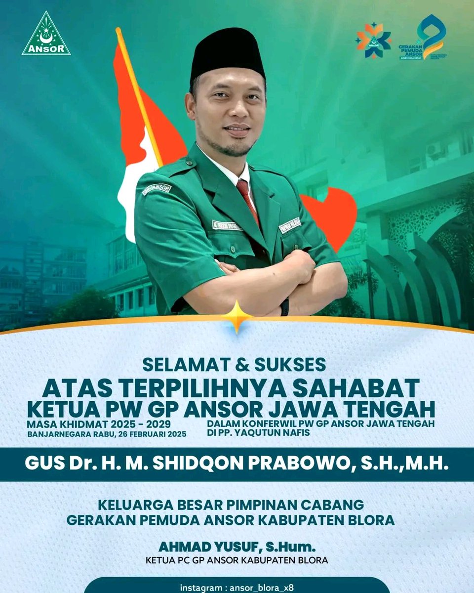 Selamat berkhidmah Sahabat Dr. H. M. Shidqon Prabowo, SH., MH. sebagai Ketua PW GP Ansor Jawa Tengah masa khidmat 2025-2029 
<a href="/ansor_blora_x8/">Gp Ansor Blora</a>
