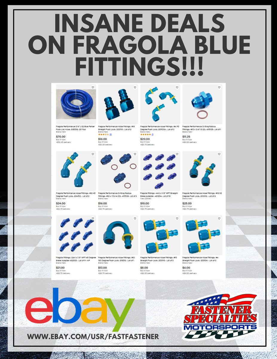 HUGE NEWS!!!
We really want to blow out our stock of blue Fragola hose and fittings.  We are offering insane price cuts on all that we have currently listed, and will be working on posting our entire remaining stock.
ebay.com/usr/fastfasten…