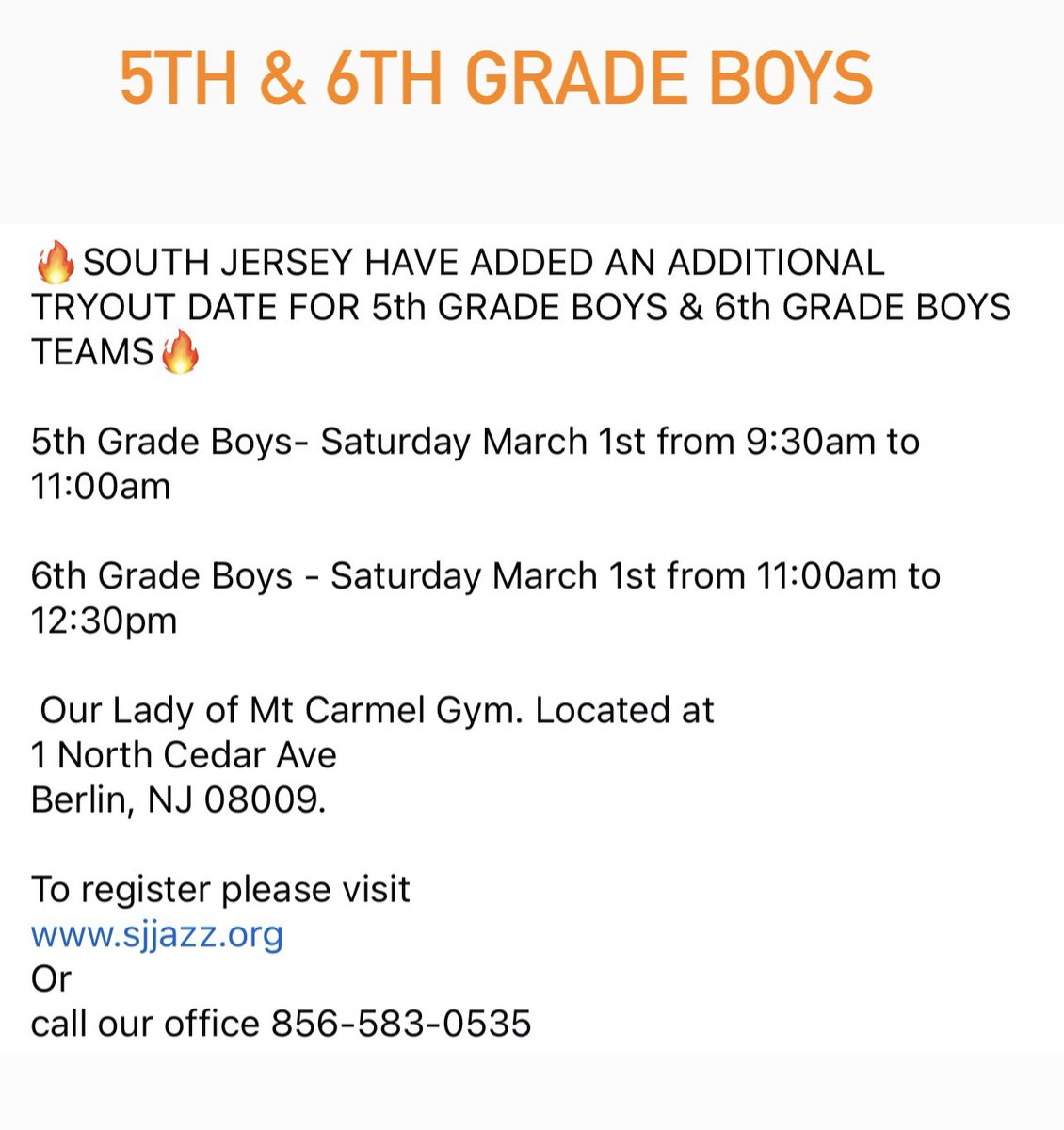 LAST CALL! BOYS 5th &amp; 6th Grade Boys!