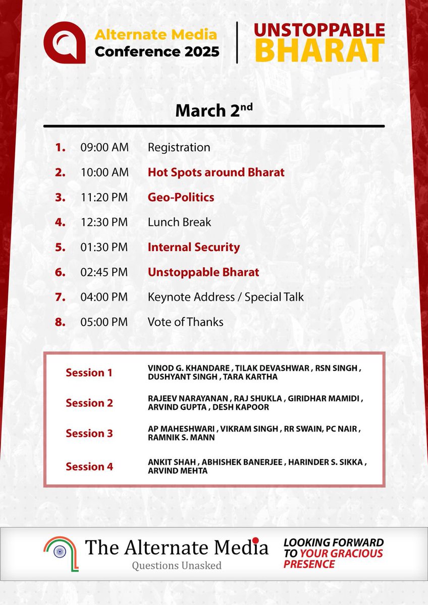 It is a privilege to be part of the deliberations that would provide further insights into the journey of Unstoppable Bharat !!