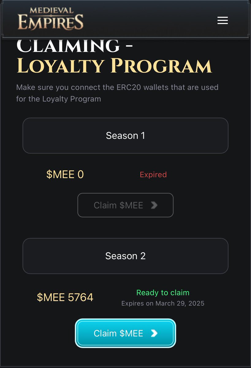 BUSY_Gam3r's tweet photo. No w końcu! Stówka wpadła, zobaczymy, może cena tokenu wróci wyżej 🤔

Medieval Empires w końcu wysłało nagrody z loyalty season 2, jeśli klikaliście to coś tam Wam powinno wpaść 🫡

Szkoda, że dopiero teraz gdy cena tokenu mocno zanurkowała, pamiętam, że gdy miał być odbiór w terminie to cena $MEE była całkiem wysoko… ale cóż 😕 czekamy

Może wrócę do gierki teraz znowu, jeśli chcesz sprawdzić Medieval Empires (Plemiona w Web3) to wbijaj z tego linku: https://t.co/vXq7h8yPnQ