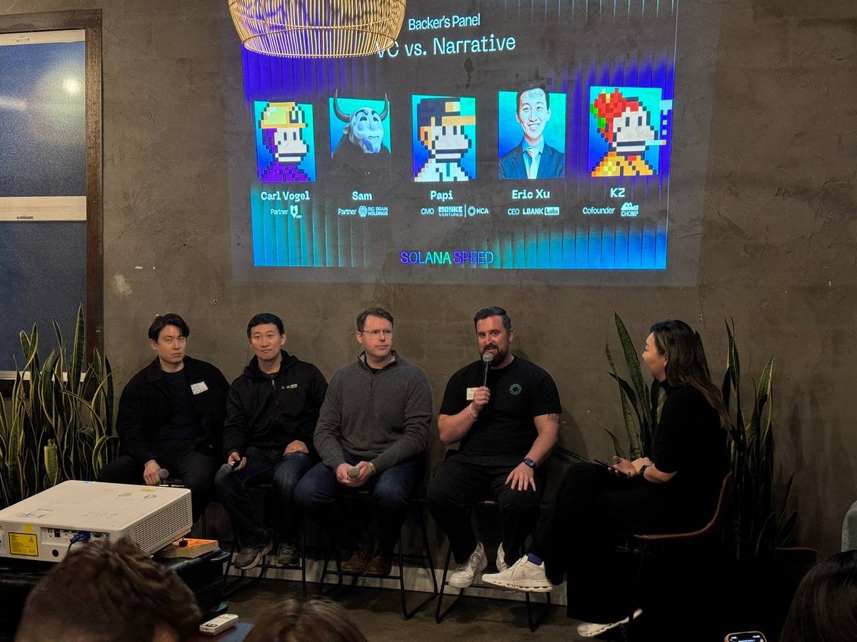 MonkeDAO🍌 (@monkedao) on Twitter photo MonkeDAO is honoured to have participated in Solana Speed's Backer's Panel
▶️ Through <a href="/MonkeVentures/">MonkeVentures</a>, represented by <a href="/PapiChuloGrim/">Papi</a> 🏗️
Alongside familiar monke faces <a href="/CarlKVogel/">Crypto Carl</a> & <a href="/KayZizzle/">KZ</a>! MonkeDAO is honoured to have participated in Solana Speed's Backer's Panel
▶️ Through <a href="/MonkeVentures/">MonkeVentures</a>, represented by <a href="/PapiChuloGrim/">Papi</a> 🏗️
Alongside familiar monke faces <a href="/CarlKVogel/">Crypto Carl</a> & <a href="/KayZizzle/">KZ</a>!