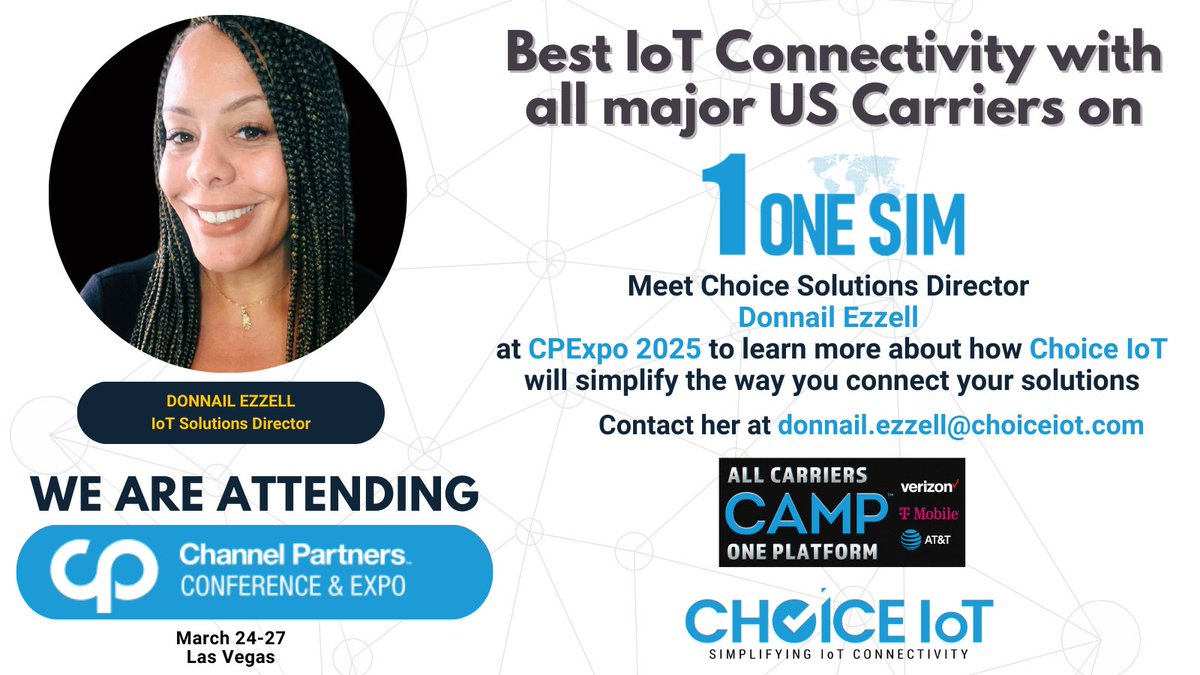 Best IoT Connectivity with Choice IoT.
All carriers on <a href="/ChoiceIoT/">Choice IoT</a>'s 1SIM. Learn about our multi-carrier 1SIM at #CPEXPO 2025.
#tmobile #verizon #att #4G #LTE #5G #multicarriersim #iotsim #choiceiot