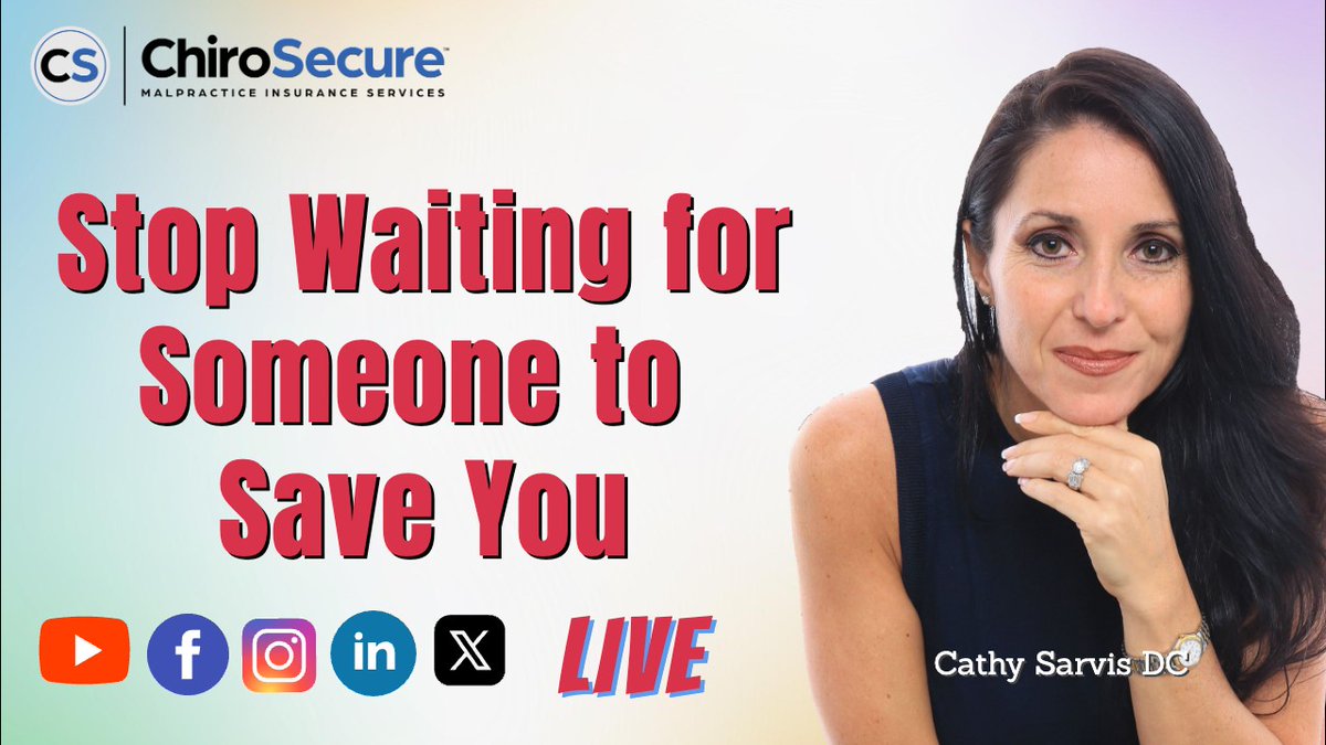 ChiroSecure's tweet photo. Live today February 27th at 1:00 PM ET.
Dr. Cathy Sarvis presents.
What is on the top of your To Do list?👍🎥🔊👊🕐
#chiropracticwomen #practicebuilding #malpracticeinsurance https://t.co/MjfyNdUxsD