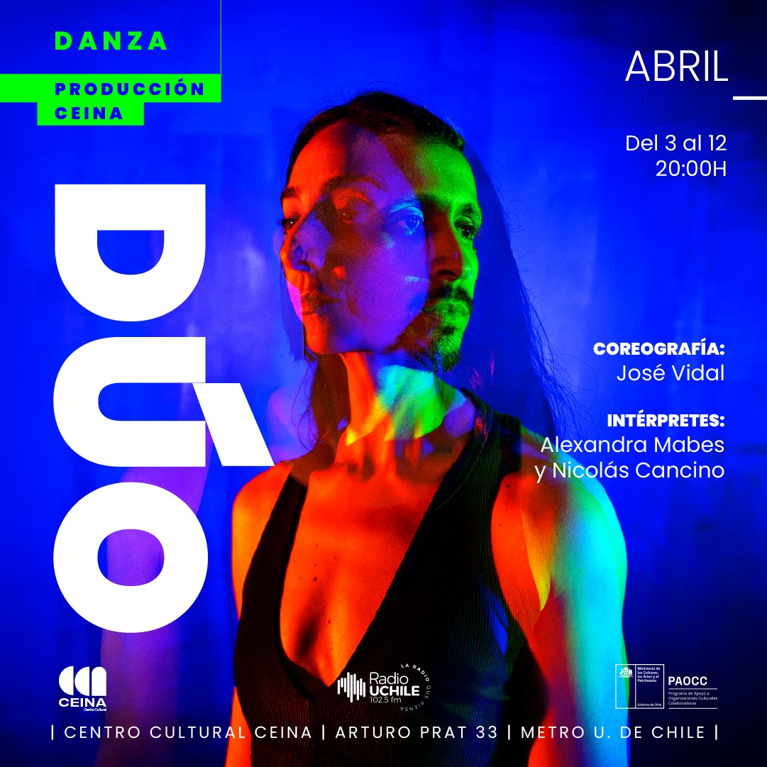 ¿Somos uno o dos? ¿Nos acercamos o nos alejamos? 💃🏻 La nueva creación de José Vidal se estrena en CEINA con una exploración intensa sobre la dualidad y la transformación, con Alexandra Mabes y Nicolás Cancino en escena 🎟️ Compra tus entradas aquí 👉🏻 bit.ly/DuoCEINA
