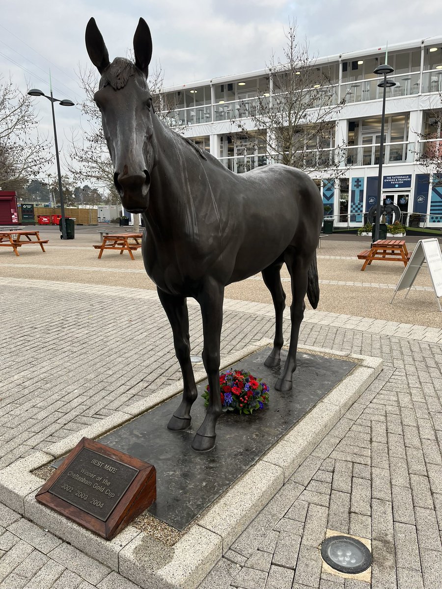 Good Morning from #Cheltenham on #GoldCup day. Can #GalopinDesChamps complete the treble like this fella #BestMate ??? Only 4 have succeeded.