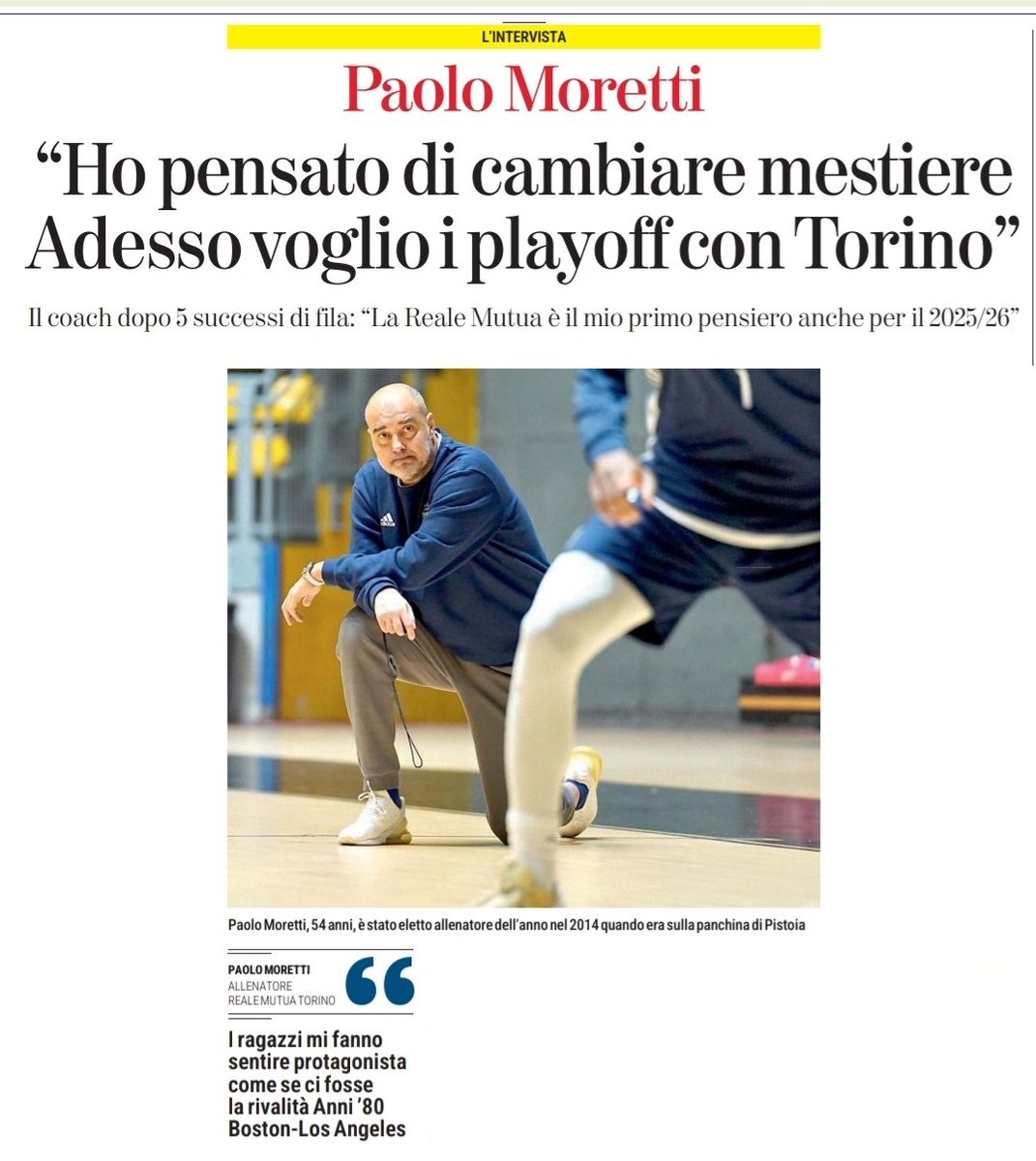 Paolo Moretti
“Ho pensato di cambiare mestiere
Adesso voglio i playoff con Torino”
Il coach dopo 5 successi di fila: “La Reale Mutua è il mio primo pensiero anche per il 2025/26”

#LaStampa #PaoloMoretti #BasketTorino #Torino #RealeMutuaTorino #PalaRuffini #PalaGianniAsti #LNP