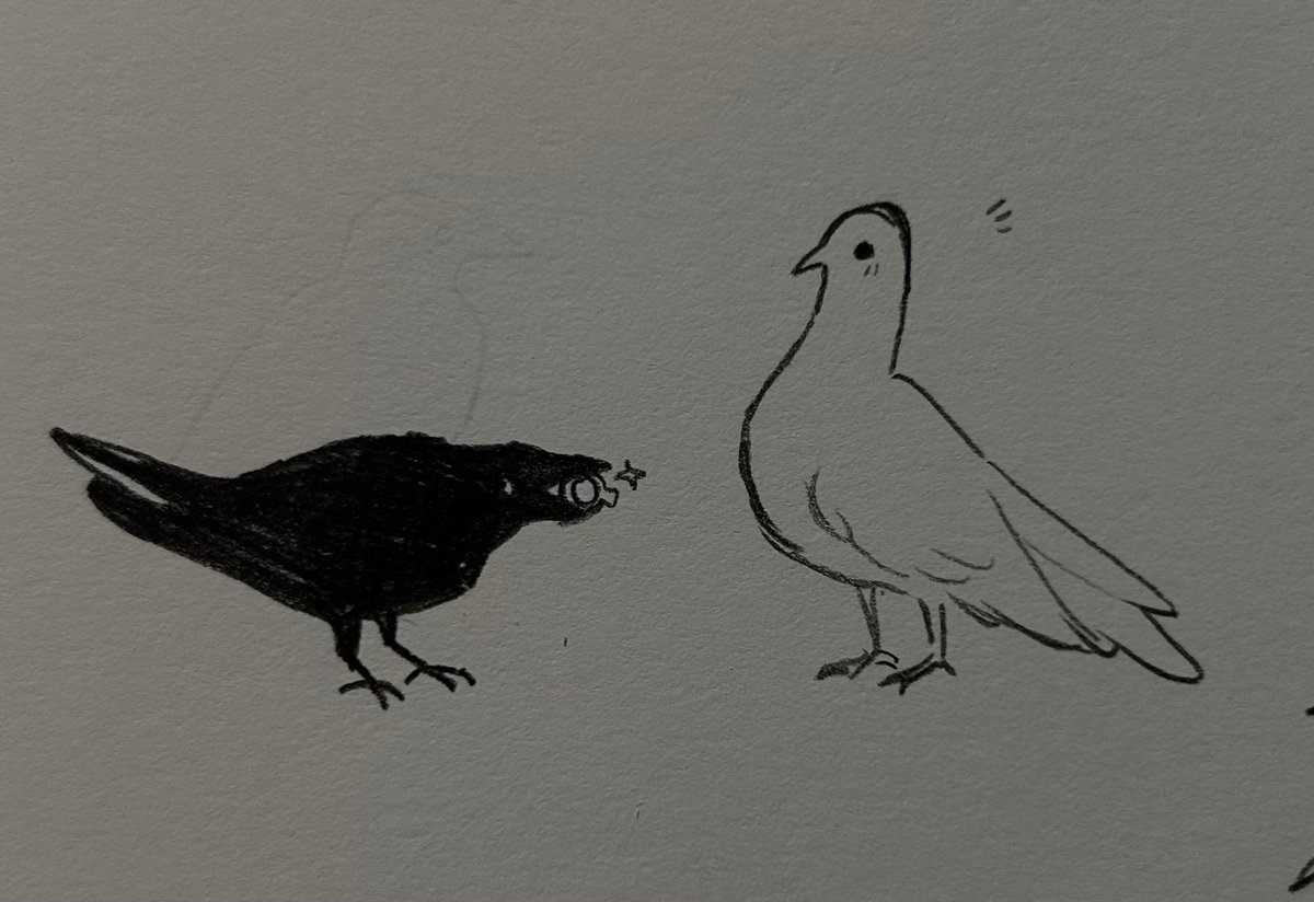 lunesnore's tweet image. Dove and crow