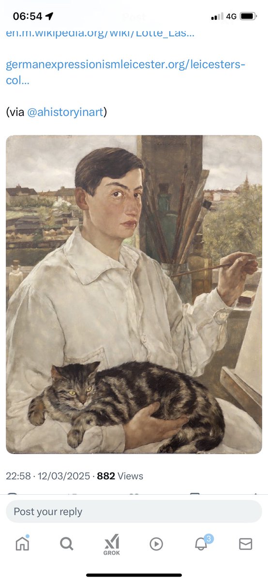 A quick sketch whilst catching up with #mafsau for this weeks #portraitchallenge - 
‘Self-portrait with a Cat’, painted in oils on plywood panel by 
Lotte Laserstein in Berlin 1928 <a href="/StudioTeaBreak/">Virtual Studio</a> 
#dailydrawing #portrait #sketch #thedaikysketch