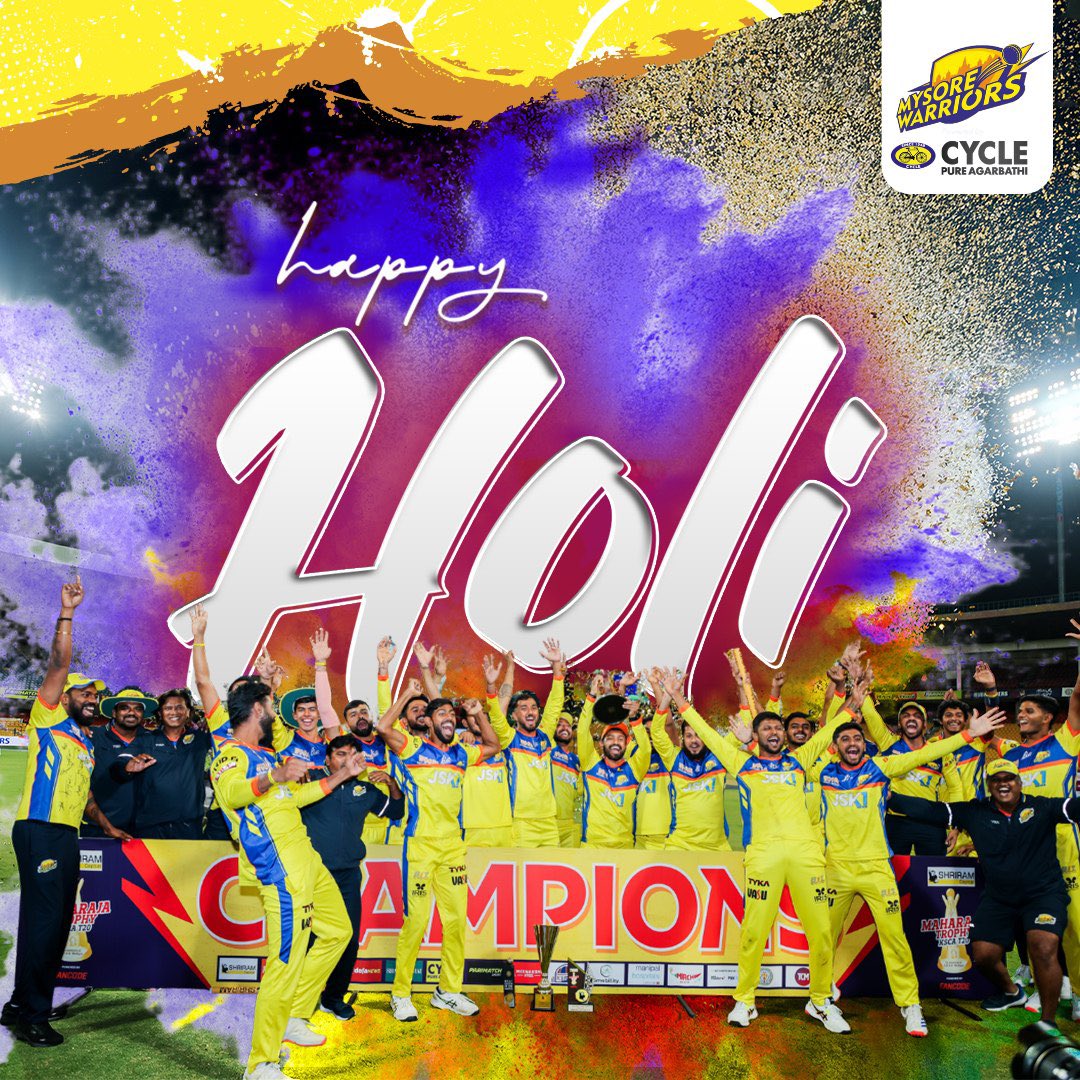 Mysore Warriors wishes everyone vibrant and joyous Holi filled with love, laughter, and beautiful colours. ✨
Have a blessed day with your loved ones. 💛🩷🧡💜💚

#MysoreWarriors #Holi #Festivalofcolours