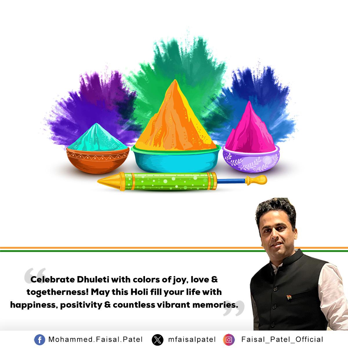 Celebrate Dhuleti with colors of joy, love &amp; togetherness! May this Holi fill your life with happiness, positivity &amp; countless vibrant memories.