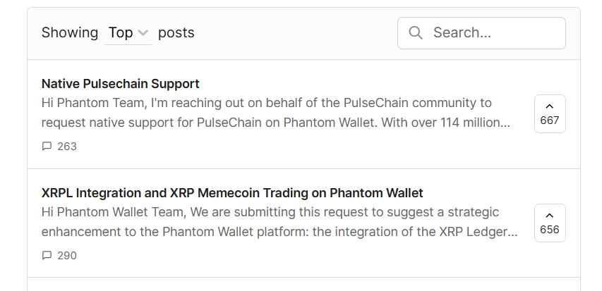 We got it to #1!

PulseChain being added to @Phantom is now their TOP request!  

We must keep the momentum going. 

Add your support for PulseChain here: feedback.phantom.com/feature-reques…