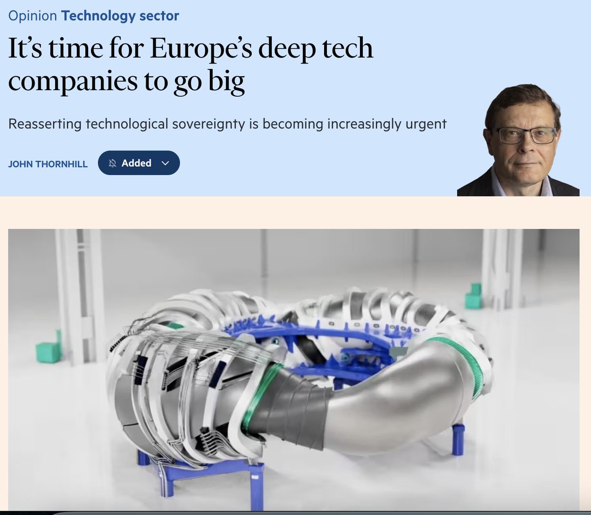 Ian Hogarth (@soundboy) on Twitter photo Great to see Proxima Fusion's stellarator as the cover image for this important call for European urgency by <a href="/johnthornhillft/">John Thornhill</a> Great to see Proxima Fusion's stellarator as the cover image for this important call for European urgency by <a href="/johnthornhillft/">John Thornhill</a>