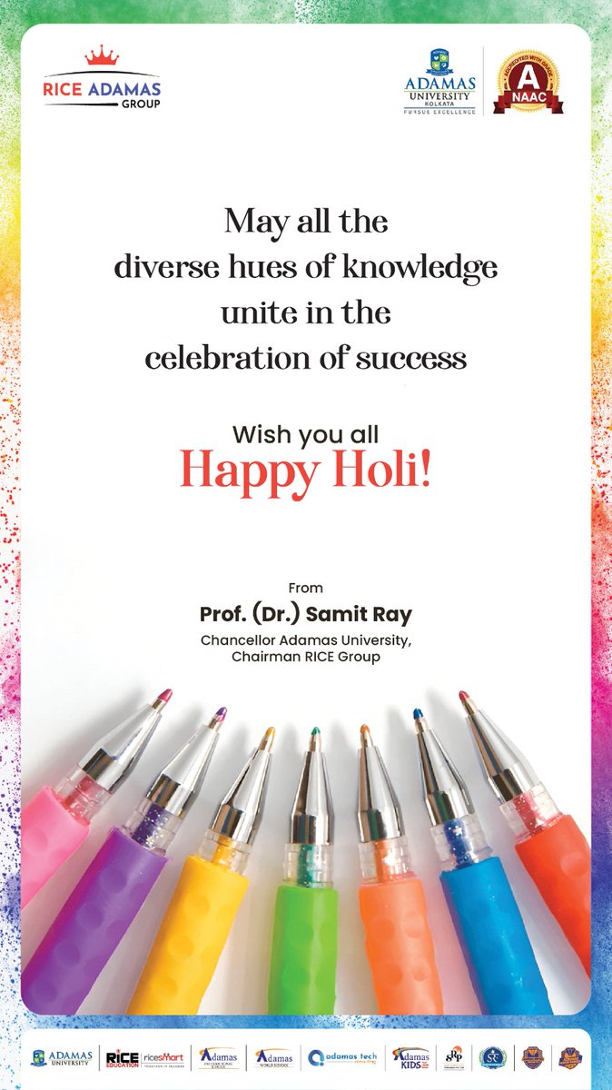 SamitRay11's tweet photo. #HappyHoli2025
"May the colours of Holi inspire our academic journey ahead…"
#CelebrateSuccess #HoliVibes #AdamasUniversity #BestinBengal #TransformwithAdamas https://t.co/VQAqoUDZSA