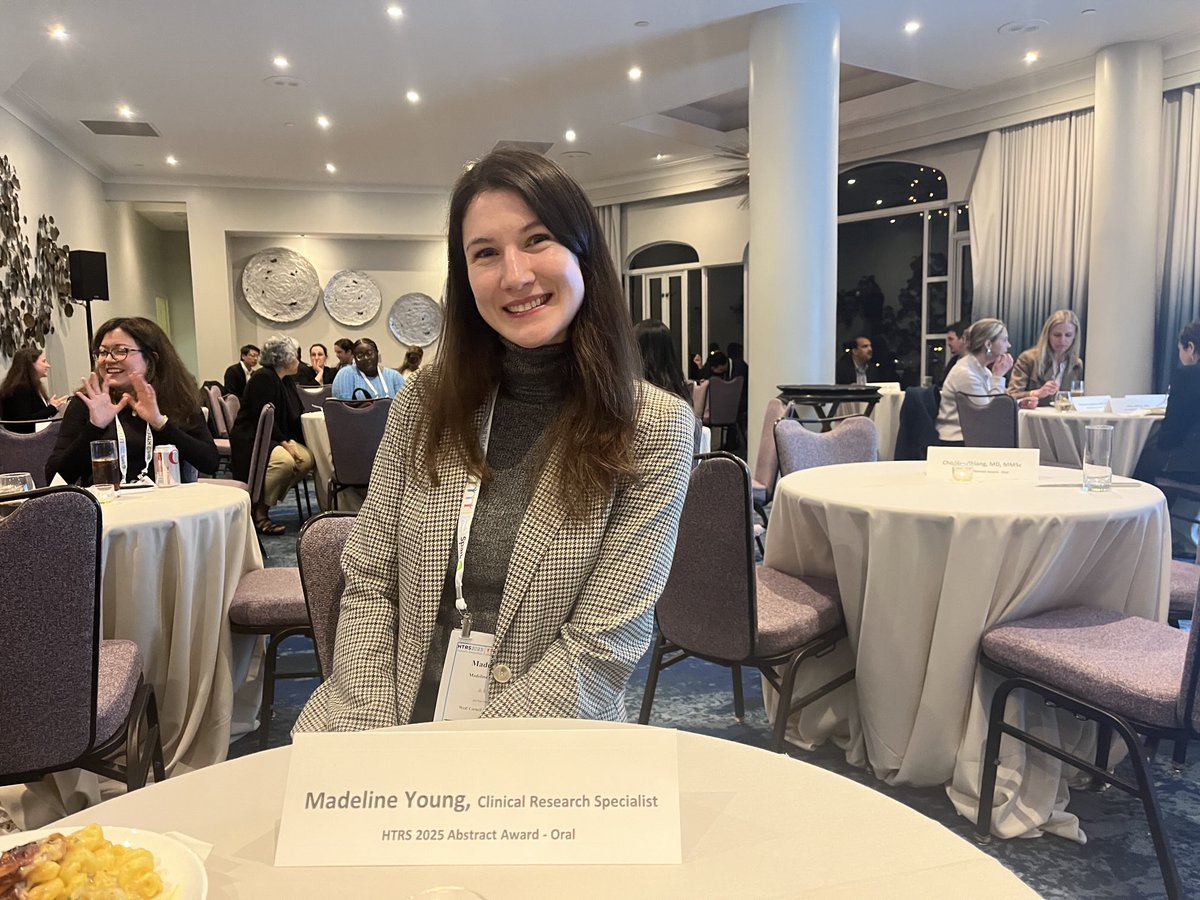 Proud of our research assistant Madeline Young who won one of the HTRS 2025 Abstract award and has an oral presentation tomorrow #HTRS2025