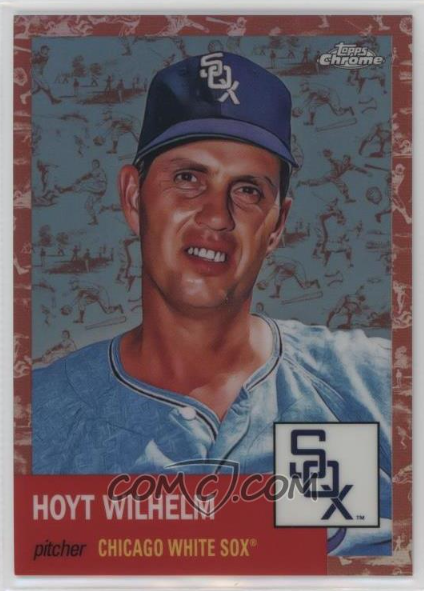 stacksofheroes's tweet image. Just bought my 22nd variation of Hoyt Wilhem from 2022 Topps Chrome Platinum Anniversary on COMC. Pictured are Black (/10), Orange (/25), Gold Wave (/50) and Platinum Toile Cream &amp;amp; Rose Gold (/75) refractors.