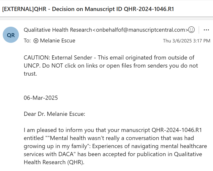 This article is very special to me 💗

My experience serving the DACA community and learning about their journeys built my dissertation. And this is one of the chapters.

Thank you to my amazing co-authors Liza Aranda &amp; Heide Castaneda!