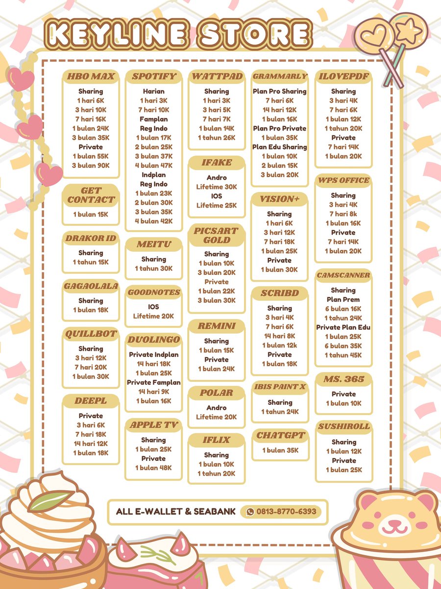 ✼  ۪ ׁ ๑ ding dong 🎀 ₊˚𓂃 
halo kak! di <a href="/oskyypieyuu/">keyline ★ wa only!</a> ada loh. murce, bergaransi, dan trusted 100% ! . sung proses juga. bisa tanya-tanya dulu, dan garansi ga pernah hilang"an

꧇ ➜ ☎️ wa di bio
꧇ ➜ 💸 all e-wallet n seabank