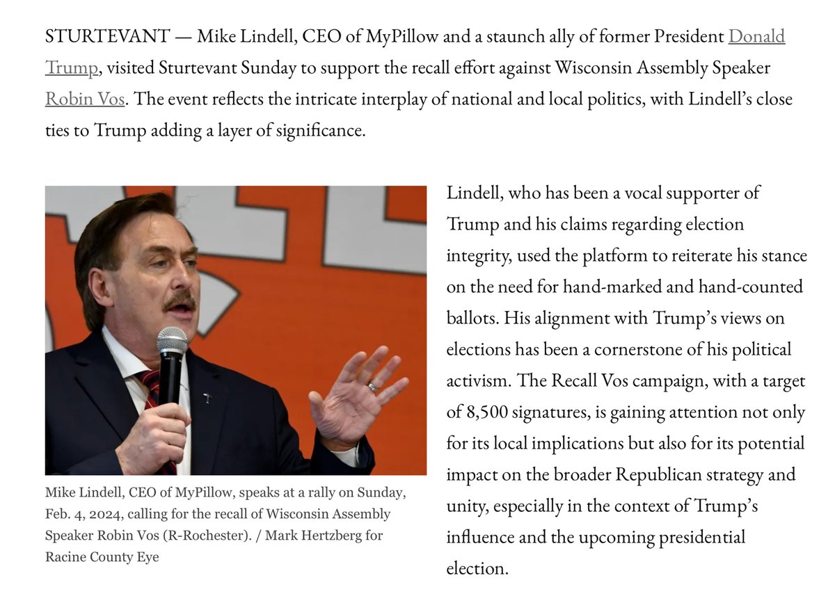 DenyTheMark2020's tweet photo. @Emme0703 @tlessard23 @SuaSponte_1776 Why won’t Mike Lindell tell about the deep corruption in Racine?
He was so focused on Racine for the failed recall? Criminal allegations? Is that why he’s quiet?
Or wait, there’s more?
Who introduced Gableman to Lindell?
Robin Vos?
And honeypot opposition groups?
#MyPillow #Rotar https://t.co/JuC7c6Qzpy