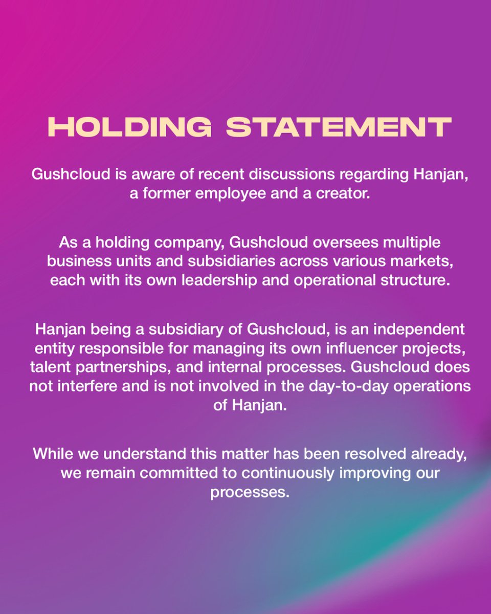 Gushcloud International’s Official Statement