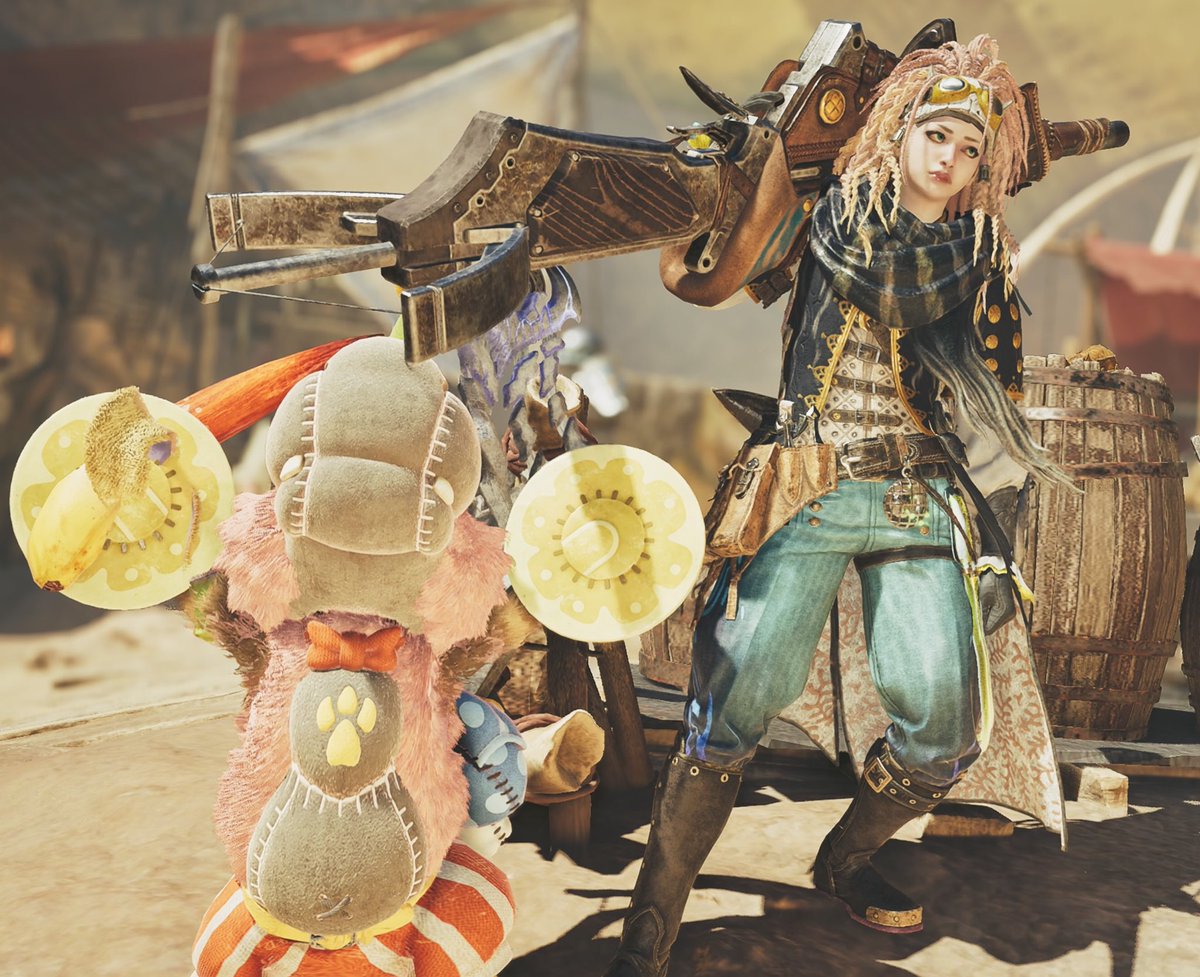 コンガヘルムよき👌🏻 ̖́-︎
髪色も変えれたらなおよかったんだけどなぁ🤔
 #モンハンワイルズ
 #重ね着