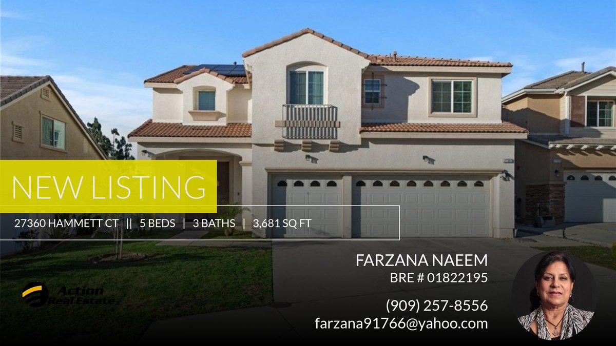 ActionREstate's tweet photo. 📍 New Listing 📍 Take a look at this fantastic new property that just hit the market located at 27360 Hammett Ct in Moreno Valley. Reach out here or at (909) 257-8556 for more information

Farzana Naeem
Action Real Estat... https://t.co/bUgiSG3Xrs https://t.co/2FDCAuDHUH