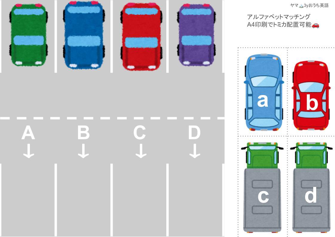EnglishYam96361's tweet photo. 車×駐車場のアルファベットマッチングシート自作しました。トミカも停められるよ！
Noteにバリエーションと語りかけの例を格納しました🚙家庭の利用ご自由に☺️

https://t.co/voKDShYp2R https://t.co/DxbstBmRSA
