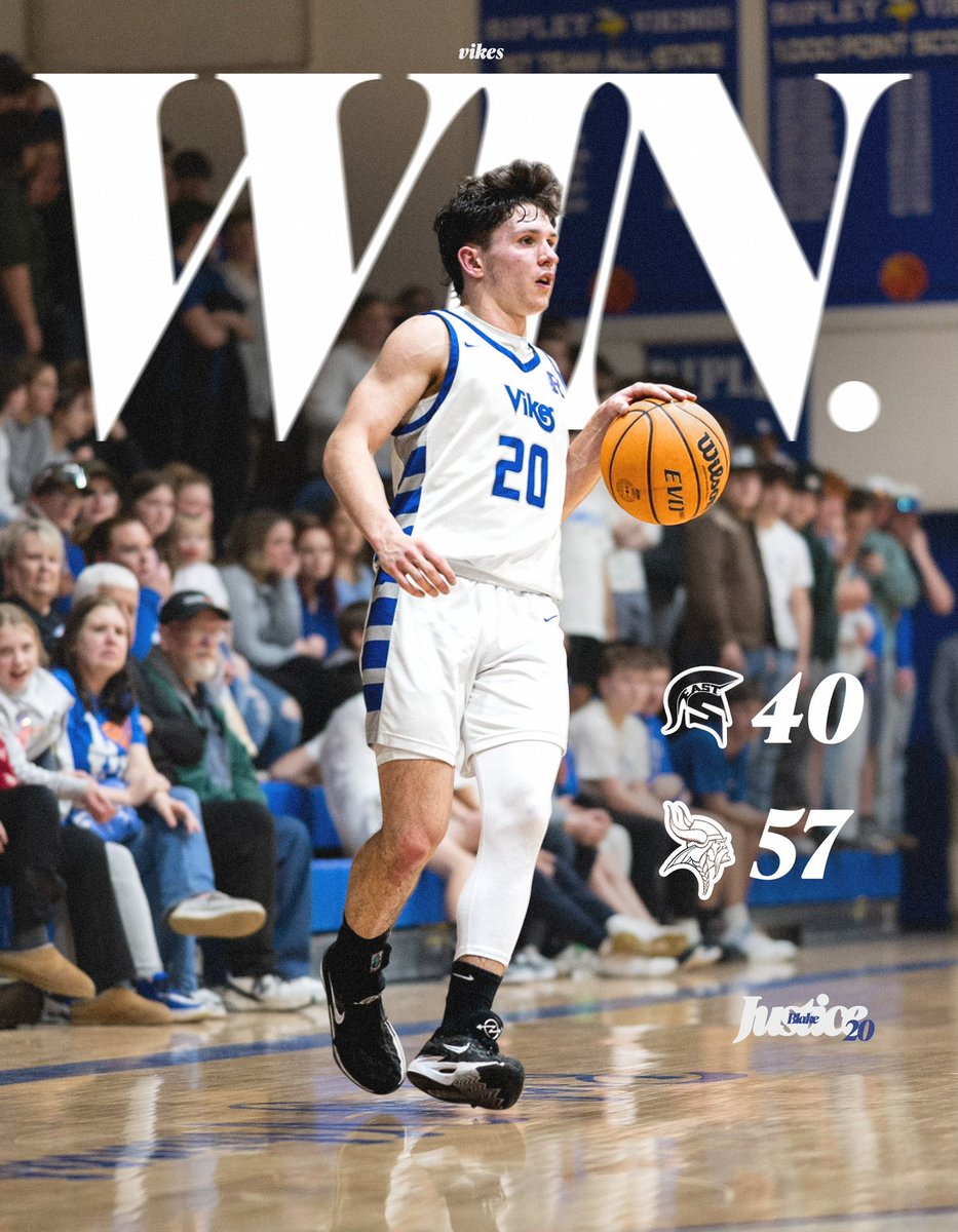 Vikings get the win and earn their 3rd trip to the state tournament in school history and 2nd in the last 3 years!

Ripley is the #6 seed and will face #3 seed Nitro on Wednesday, March 19th at 11:15 am at the Charleston Coliseum and Convention Center.

#GoVikes #VikingHoops
