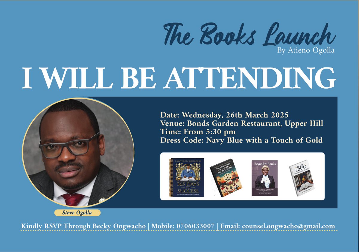 Atieno Ogolla (@atienothelawyer) on Twitter photo Honoured to have one of my mentors <a href="/steveogollaw/">Steve Ogolla</a> attending my books launch. His encouragement to be an avid reader of the law has gone a long way in shaping my intellectual posture in the legal profession. Thank you Senior Steve! Honoured to have one of my mentors <a href="/steveogollaw/">Steve Ogolla</a> attending my books launch. His encouragement to be an avid reader of the law has gone a long way in shaping my intellectual posture in the legal profession. Thank you Senior Steve!