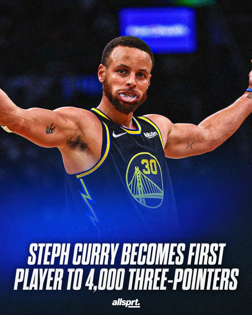 AllSprtCom's tweet image. Steph Curry continues to cement himself as the greatest shooter of all-time, becoming the first player to score 4,000 three-pointers.

#nba