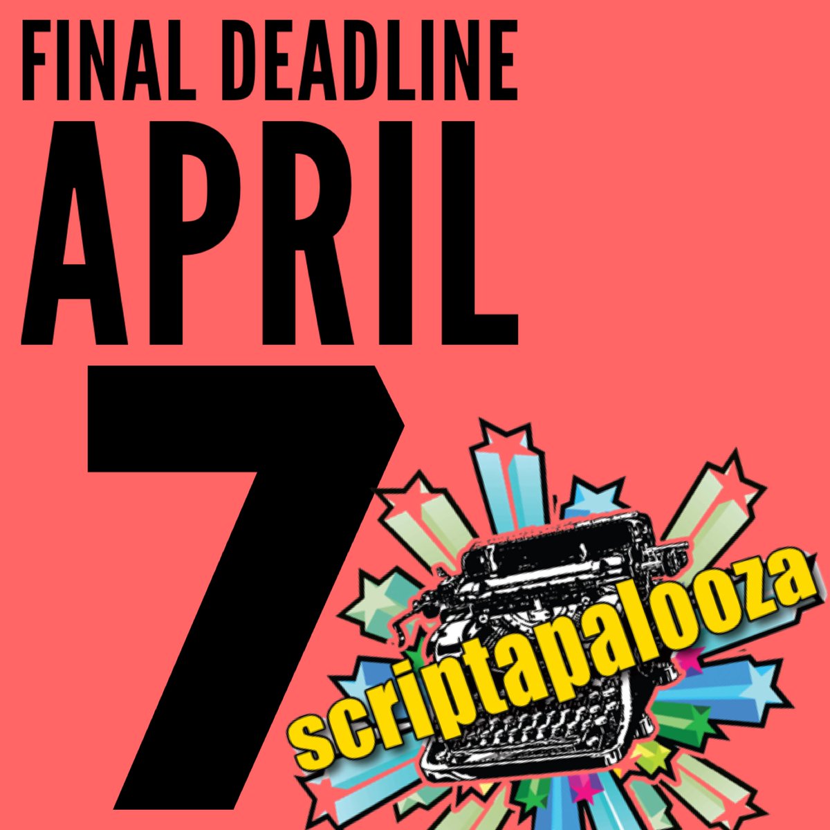 Scriptapalooza1's tweet image. this is it folks!
DEADLINE APRIL 7
screenplays &amp;amp; shorts
scriptapalooza.com
#scriptcontest #screenplaycontest