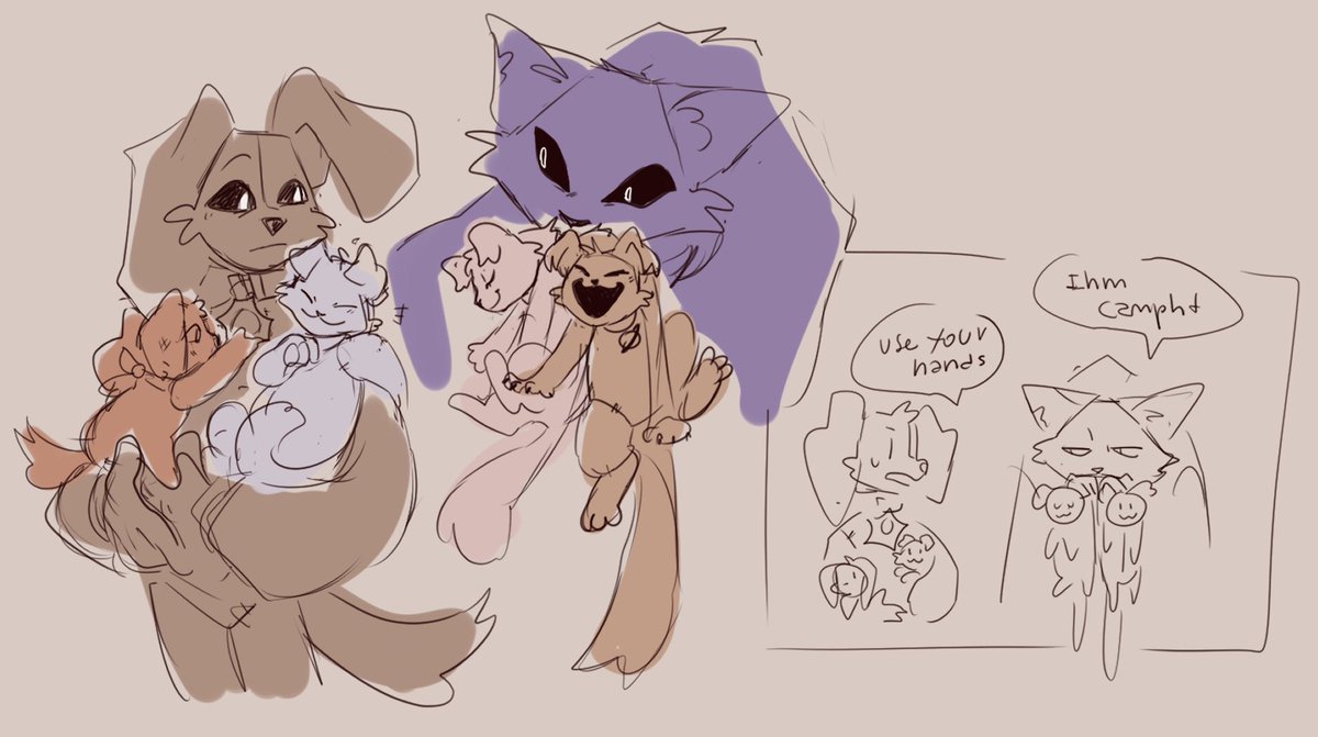 very quicc messy sketches cause i wanted to draw DD holdin' sum babies so i stole <a href="/ABirbwillDecide/">🍉 🅑🅛🅔🅗 🍉</a>, @Toasty_yyy &amp; <a href="/sam_mzy_/">Samz</a>'s babies again,,,

#poppyplaytime #fancharacters #ocs #PoppyPlaytimefanart #catnap #dogday