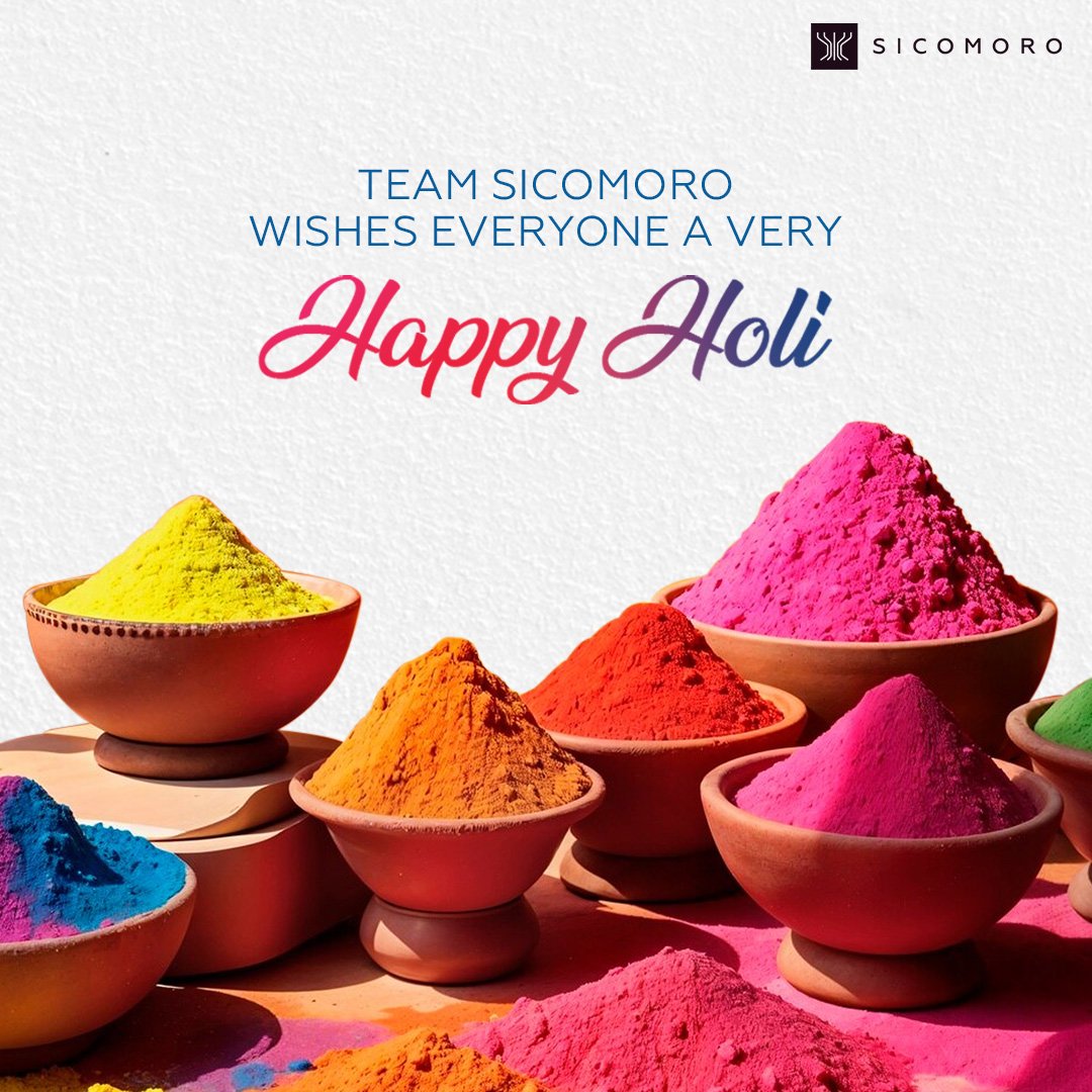 Splash into the spirit of Holi with joy, color, and endless celebrations! 🌸🎨 Team Sicomoro wishes you a bright and happy Holi! ✨ #HappyHoli #FestivalOfColors #TeamSicomoro