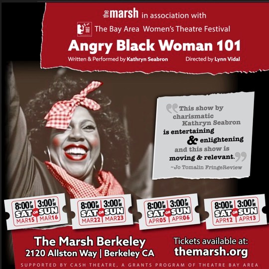 bayareaWTF's tweet photo. Kathryn Seabron's "Angry Black Woman 101" launches this Saturday at @ILoveTheMarsh in Berkeley.  - https://t.co/MO0P3DFVwx https://t.co/VK3SBR29YU