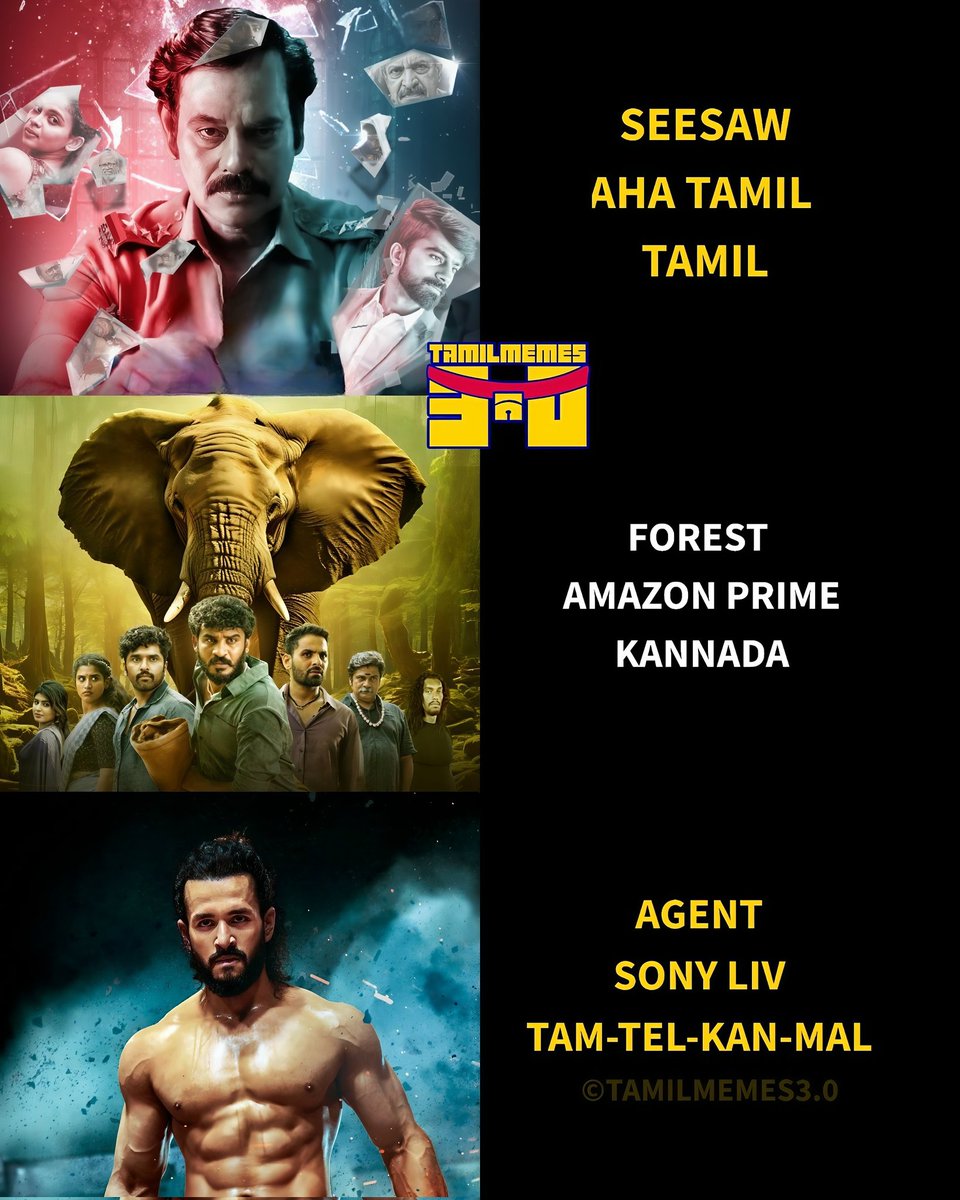tamilmemes30's tweet photo. Now streaming 🍿💥
#ponman | |#Rajalili | #2kLovestory | #Seesaw | #Emergency | #Behappy | #KaadhalEnbadhuPodhuUdamai | #ramamraghavam | #Agent | #Forest | #AachariBaa | #Vanavas
#Azaad https://t.co/Gp54DwvEEU
